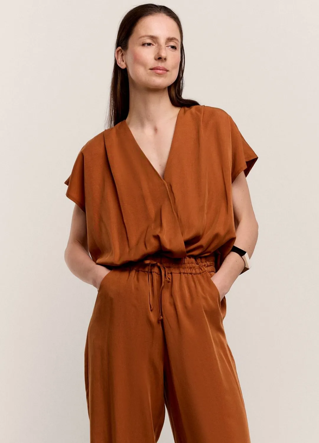 Sale Summum Tencel Jumpsuit Brown