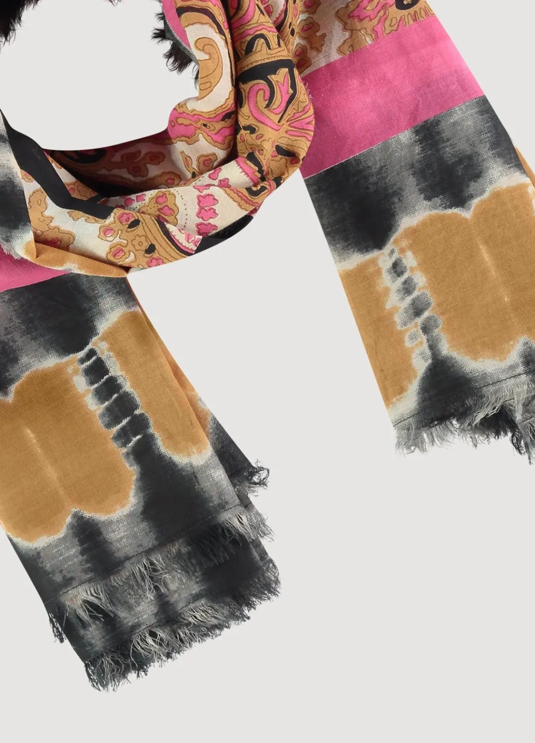 Fashion Summum Thin Paisley Print Scarf Brown