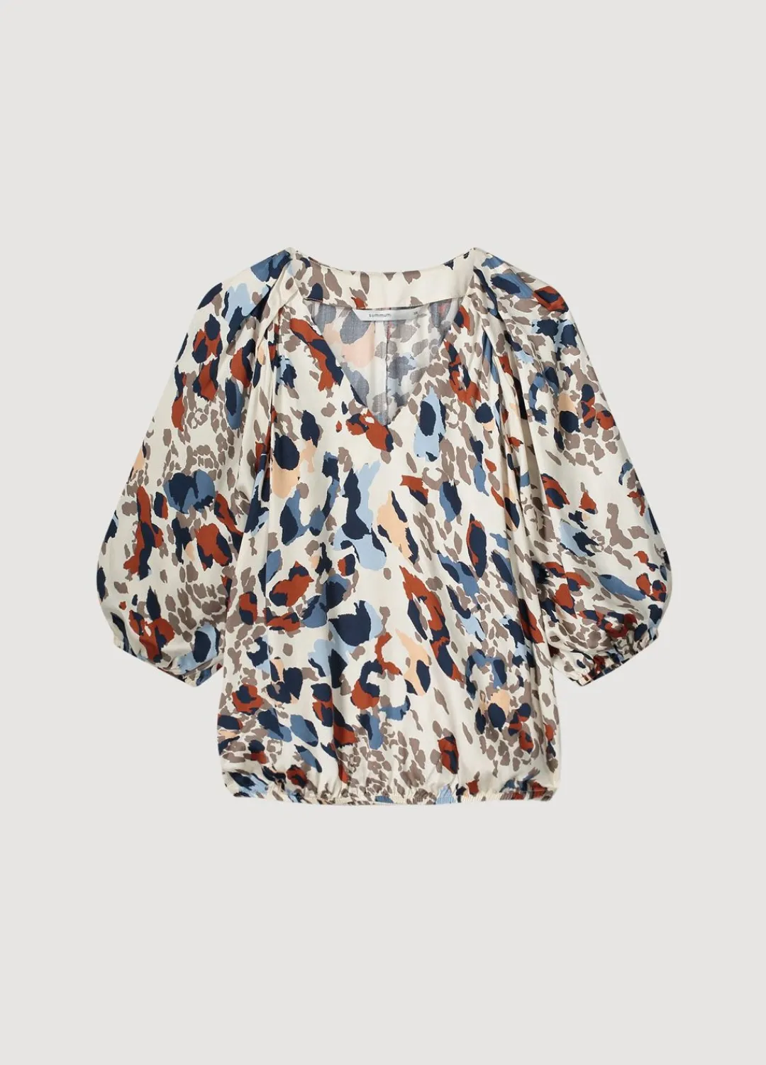 Fashion Summum Top V-Neck Camouflage Print Multicolor