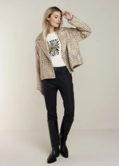 Fashion Summum Top With 7/8 Sleeves Creme