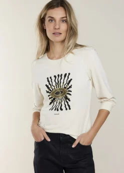 Fashion Summum Top With 7/8 Sleeves Creme