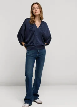 Best Summum Top With Bat Sleeves Blue