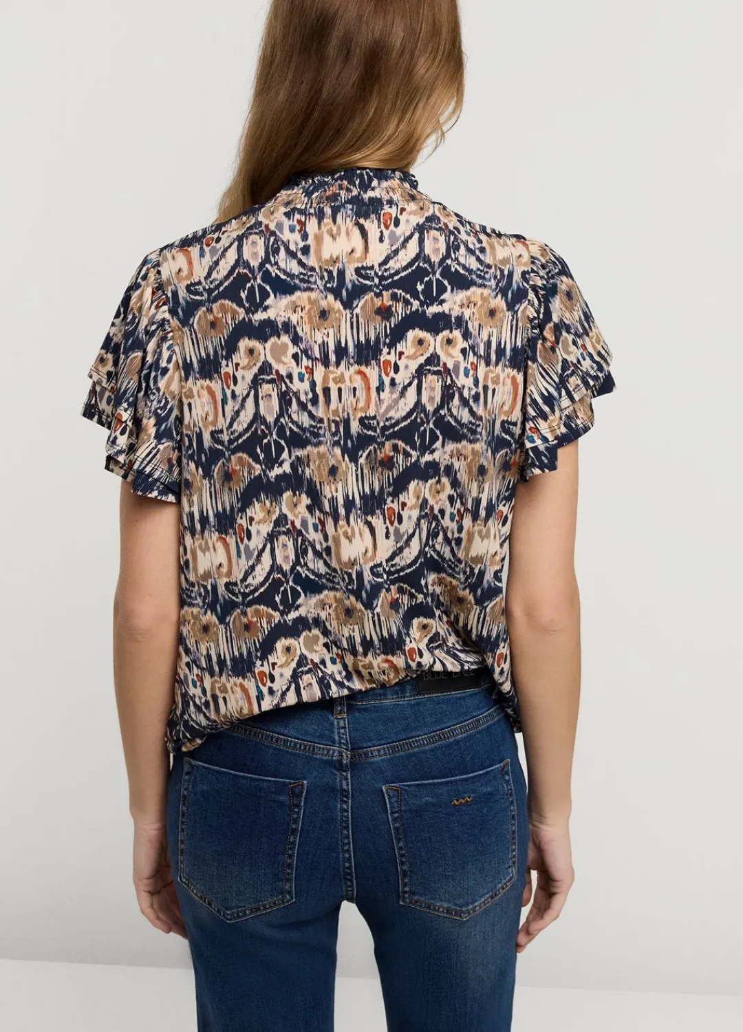 Hot Summum Top With Butterfly Sleeves Blue