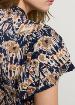 Hot Summum Top With Butterfly Sleeves Blue