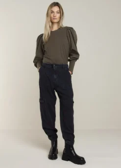 Discount Summum Top With Eye-Catching Sleeves Green