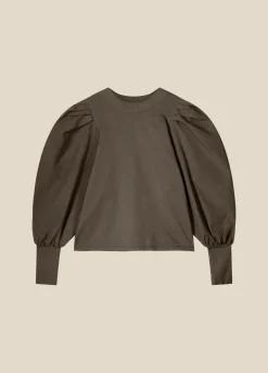 Discount Summum Top With Eye-Catching Sleeves Green