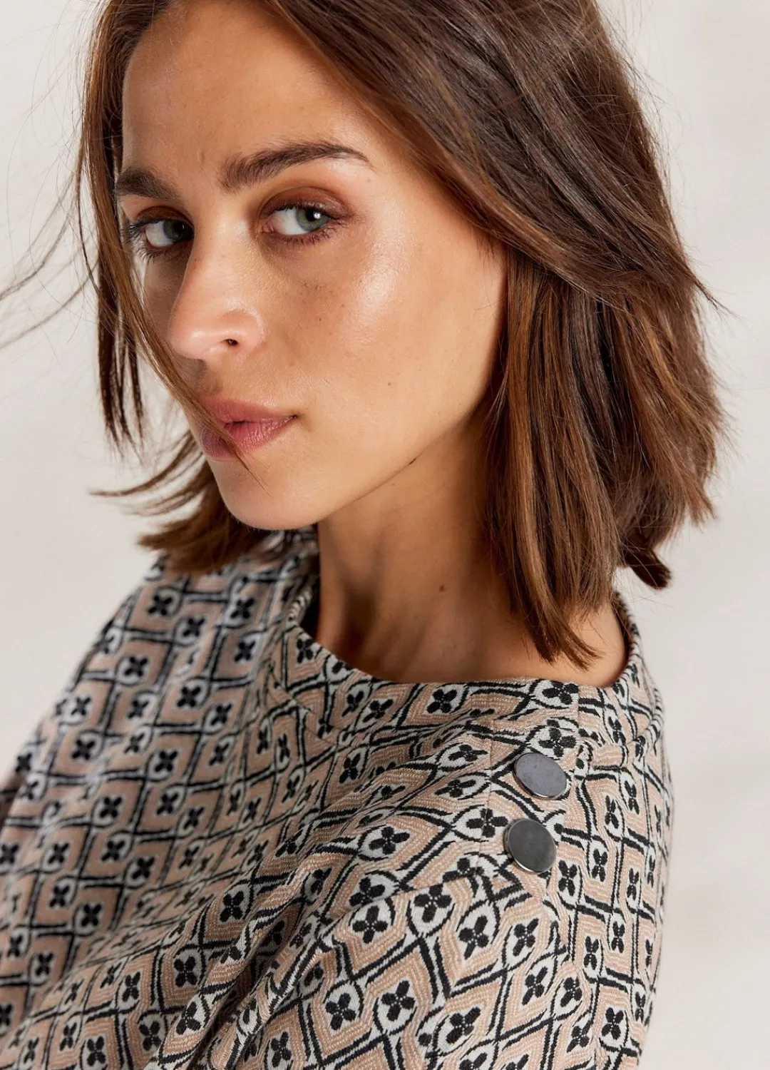 Clearance Summum Top With Jacquard Ruffles Brown