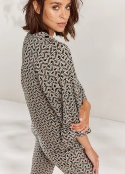Clearance Summum Top With Jacquard Ruffles Brown