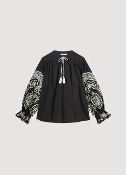 New Summum Top With Rich Embroidery Black