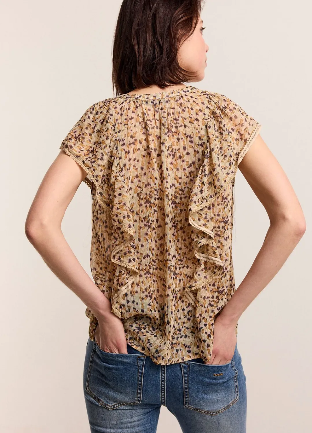 Sale Summum Top With Ruffles Creme