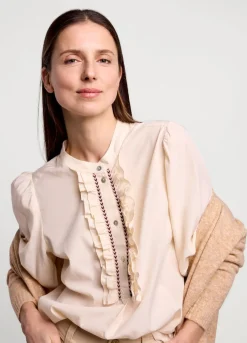Clearance Summum Top With Ruffles Creme