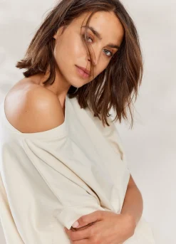 Outlet Summum Top With Wide Boat Neck Creme