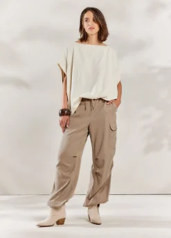 Outlet Summum Top With Wide Boat Neck Creme