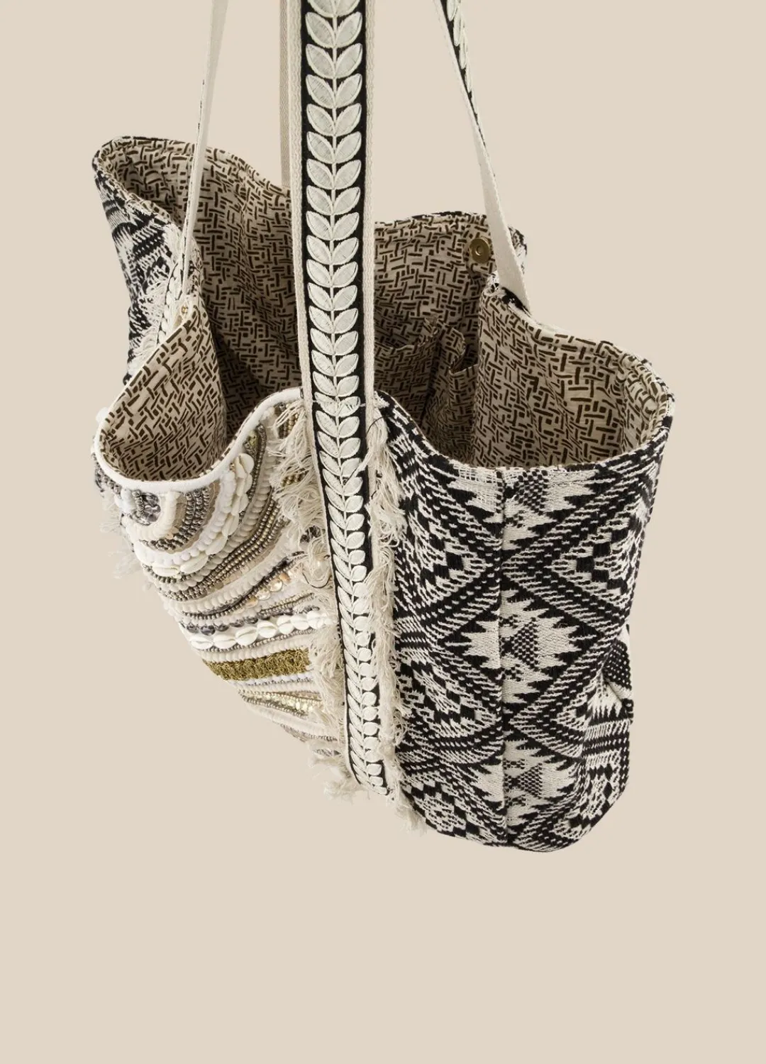 New Summum Tote Bag With Beads Black