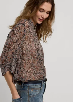 Best Summum Transparante Blouse Bloemenprint Blue
