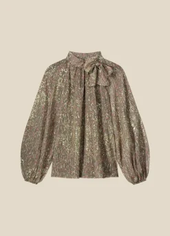 Fashion Summum Transparent Blouse With Bow Multicolor