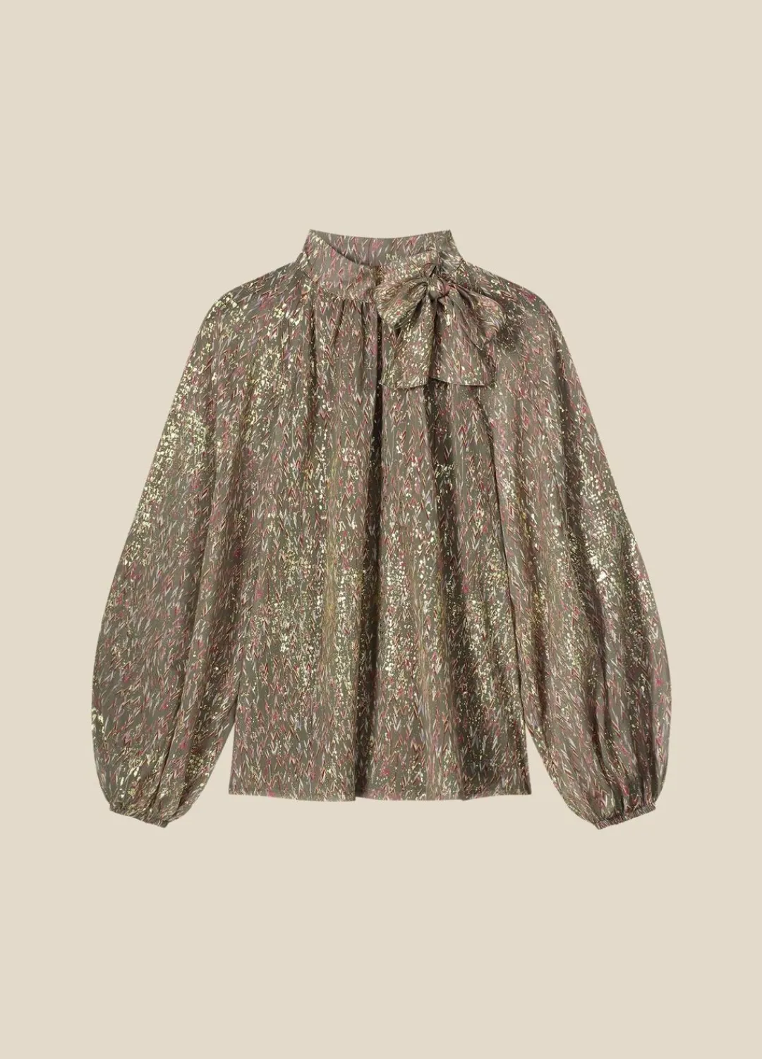 Fashion Summum Transparent Blouse With Bow Multicolor