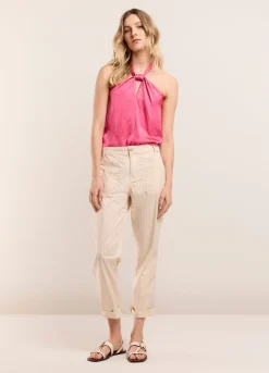 Online Summum Trousers With Metallic Stripe Creme