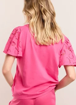 New Summum T-Shirt With English Embroidery Pink