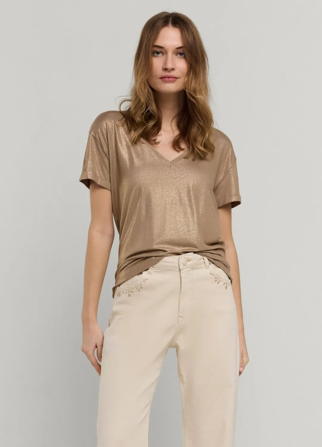 Clearance Summum T-Shirt With Glitter Coating Grey