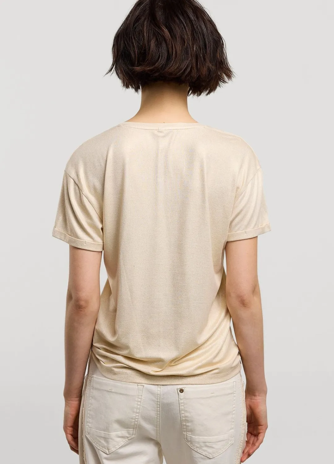Sale Summum T-Shirt With Glitter Coating Creme