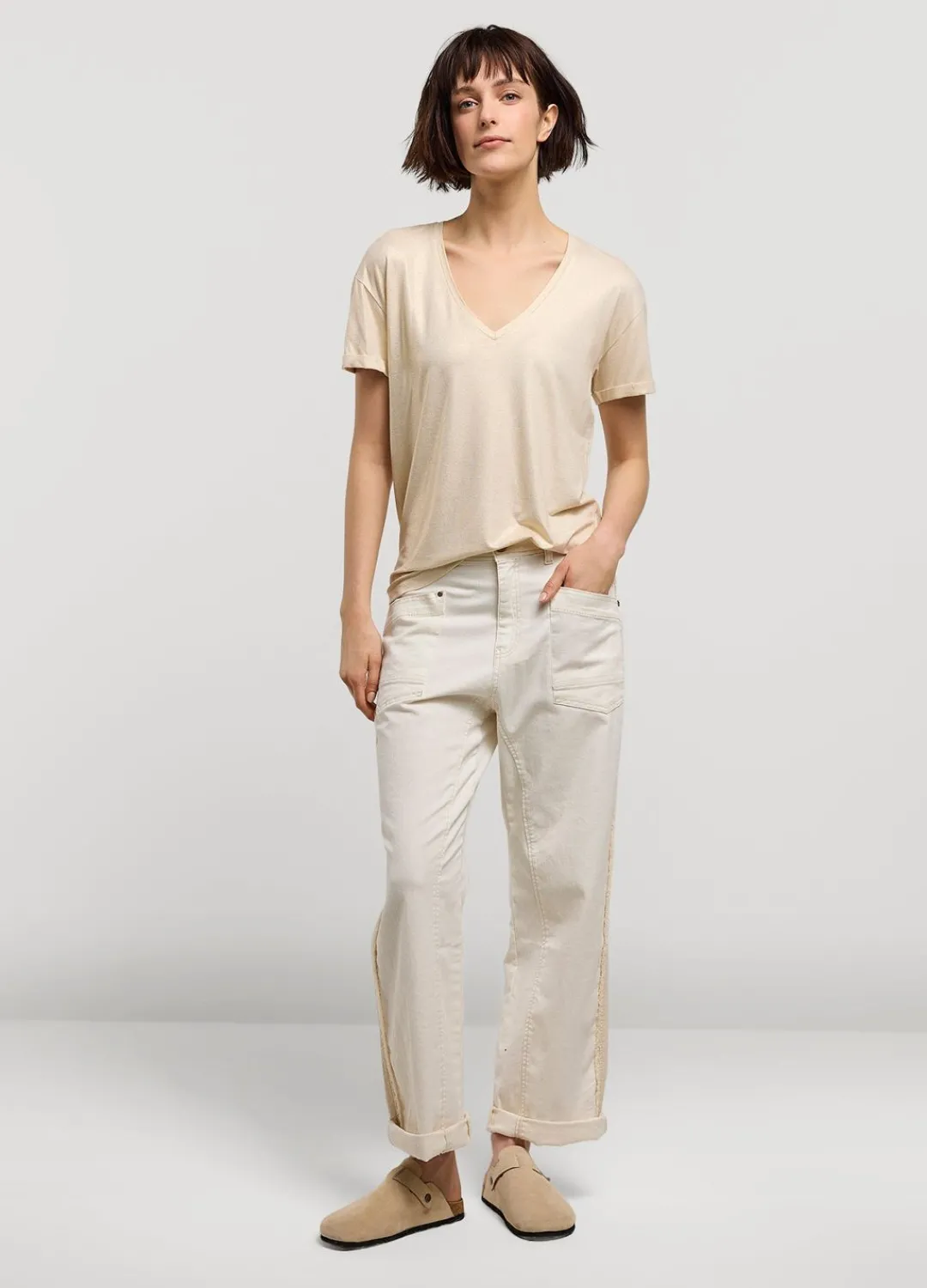 Sale Summum T-Shirt With Glitter Coating Creme