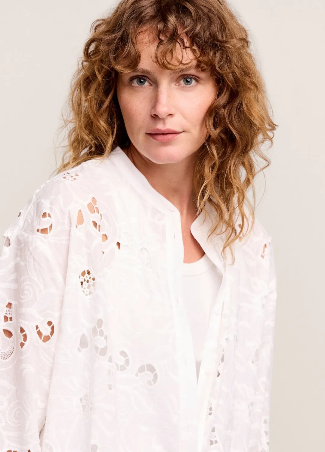 Outlet Summum Tunic Blouse With English Embroidery White