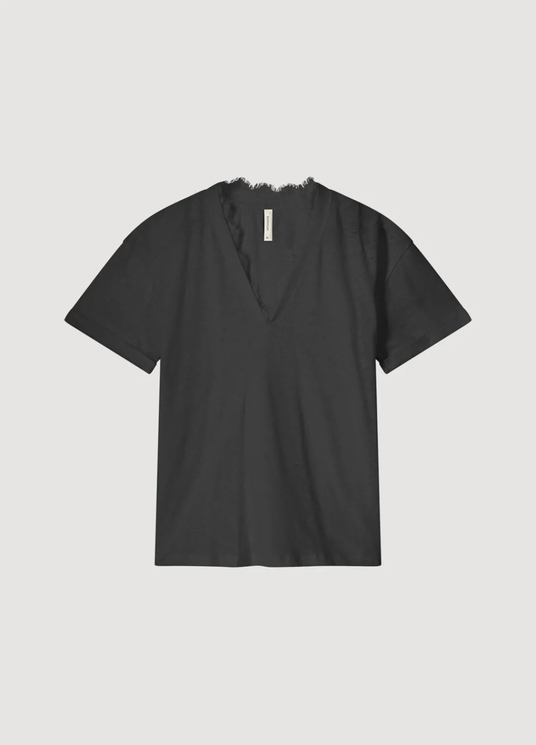 Fashion Summum V-Neck Top With Lace Black