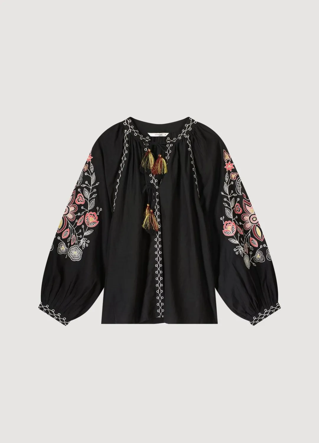 Clearance Summum Voile Blouse With Embroidery Black