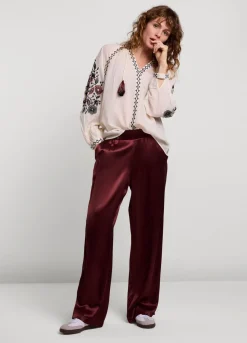 Fashion Summum Voile Blouse With Embroidery Creme