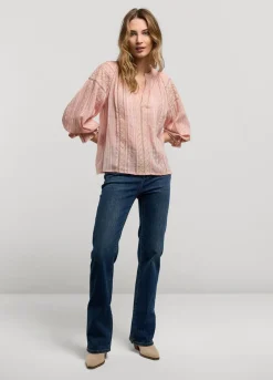 Fashion Summum Voile Blouse With Lace Pink