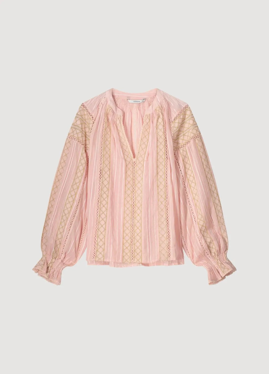 Fashion Summum Voile Blouse With Lace Pink