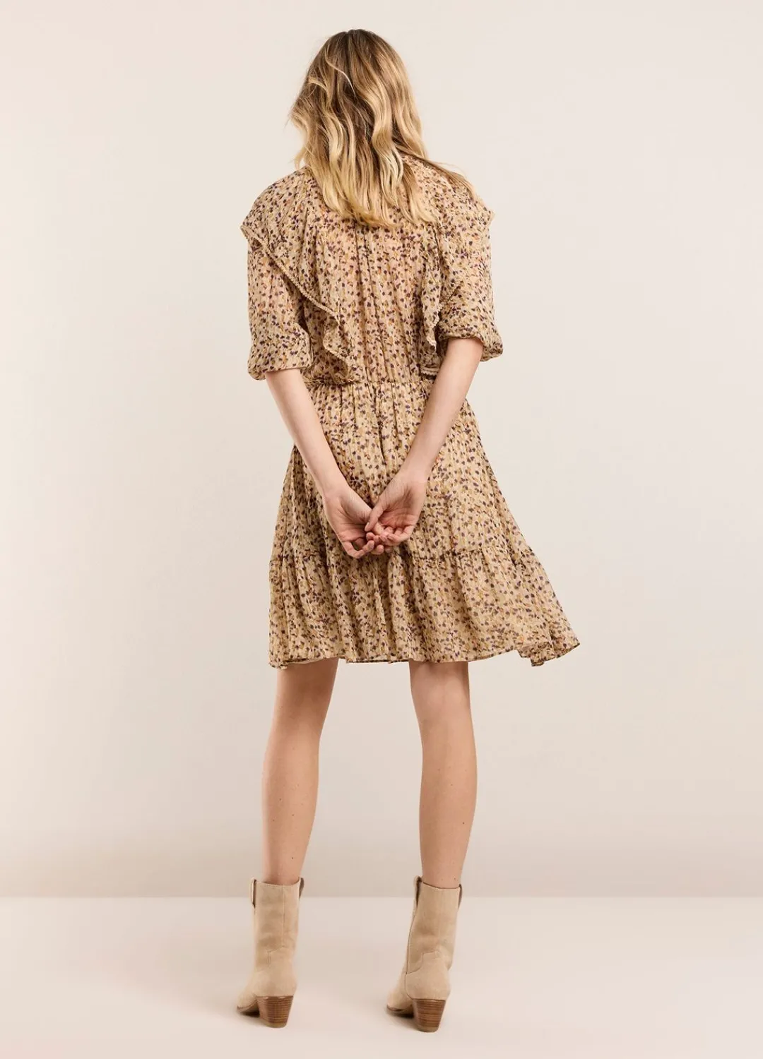Hot Summum Voile Dress With Ruffles Creme