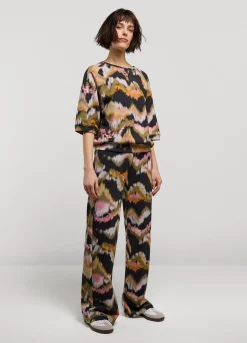 Outlet Summum Watercolour Print Trousers Multicolor