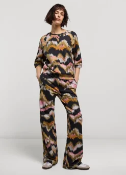 Outlet Summum Watercolour Print Trousers Multicolor