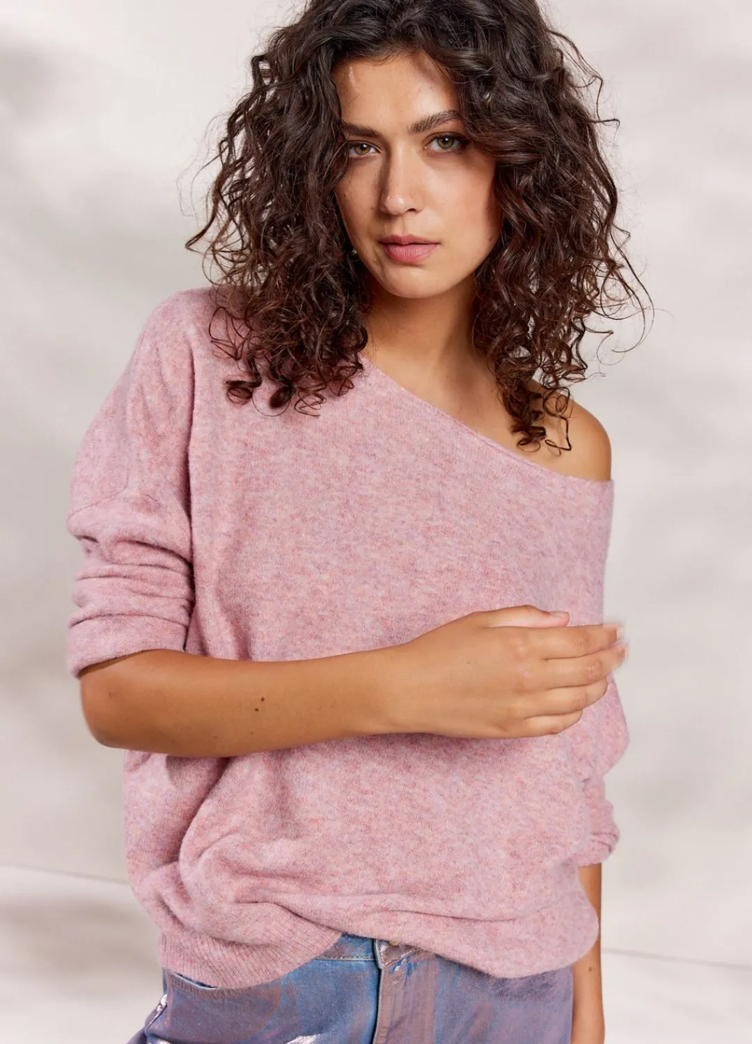 Sale Summum Wide Boat-Neck Jumper Pink