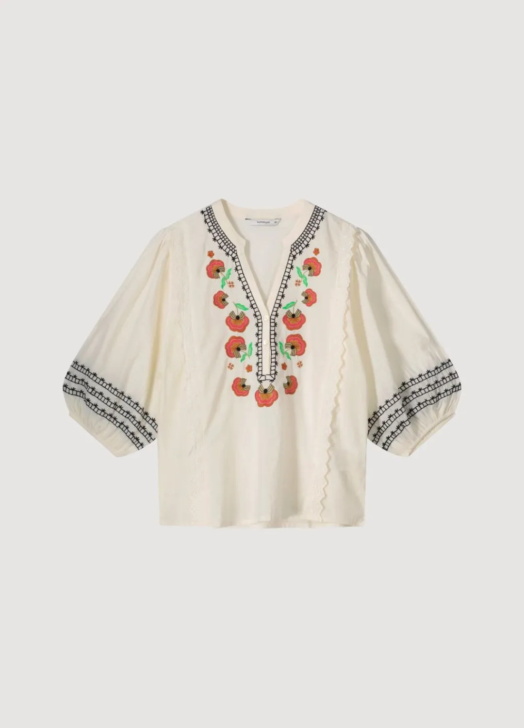 New Summum Wide Cotton Blouse Creme
