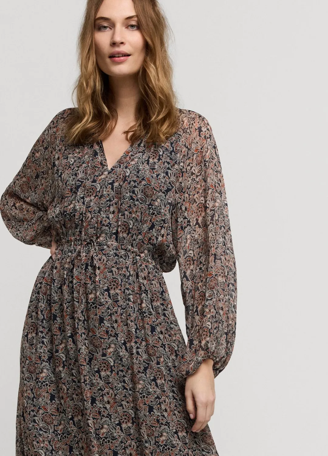 Outlet Summum Wide Dress With Floral Print Blue