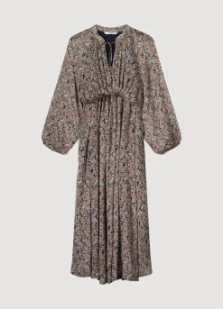 Outlet Summum Wide Dress With Floral Print Blue