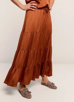 Discount Summum Wide Tiered Skirt Brown