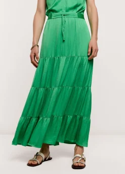 New Summum Wide Tiered Skirt Green