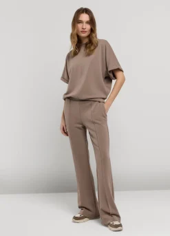 Outlet Summum Wide-Leg Jersey Trousers Grey