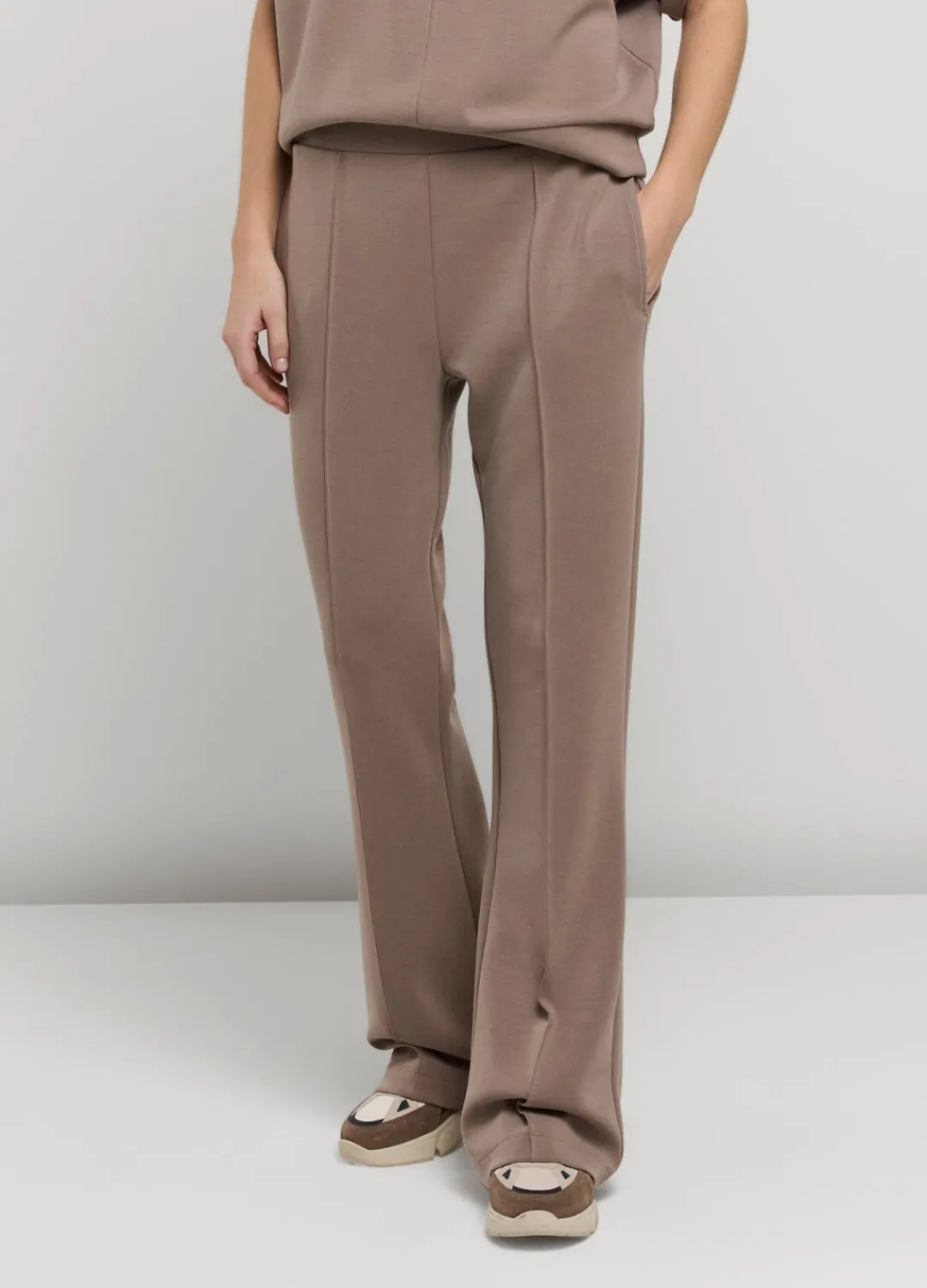 Outlet Summum Wide-Leg Jersey Trousers Grey