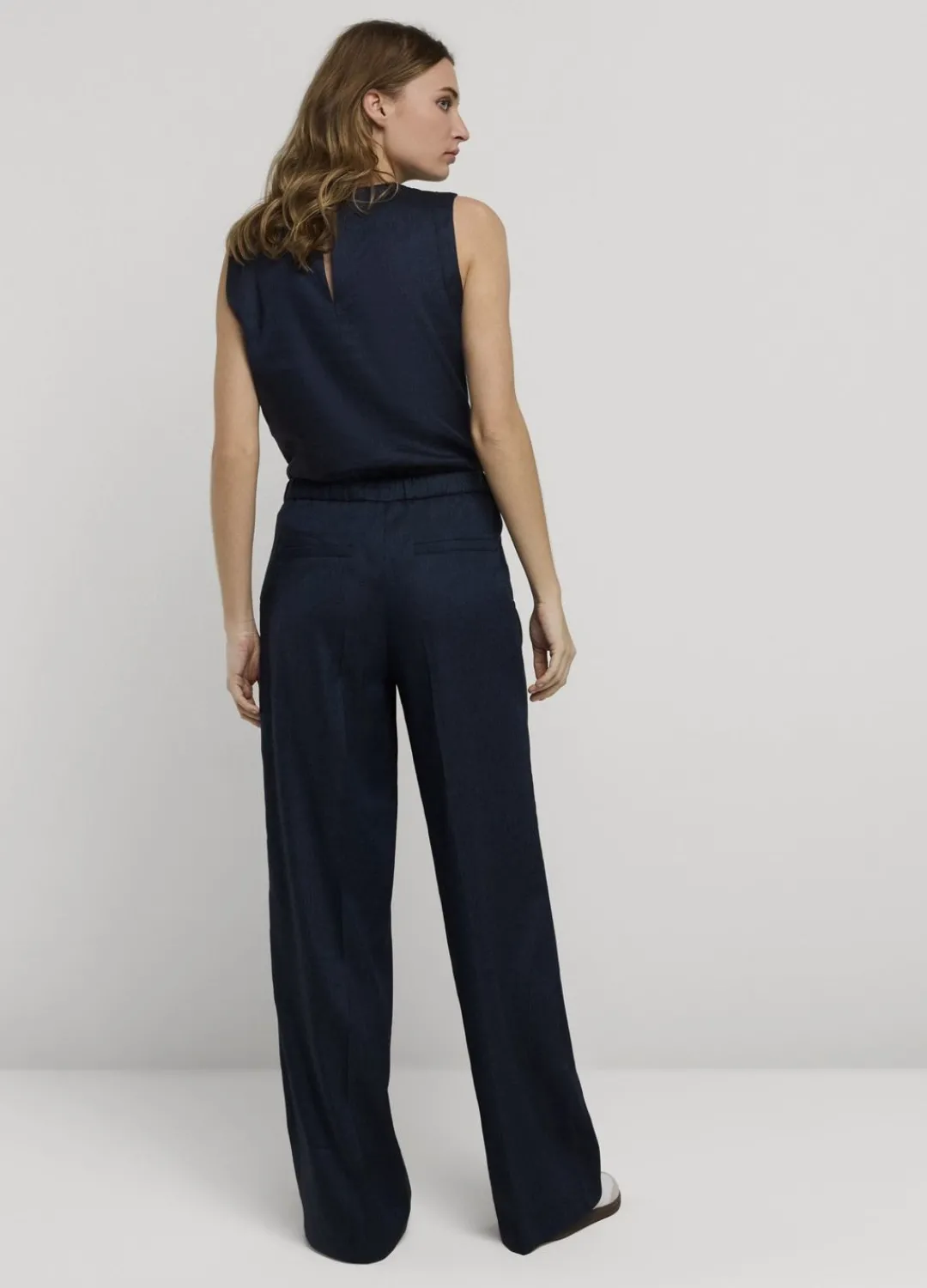 Fashion Summum Wide-Leg Linen Trousers Blue