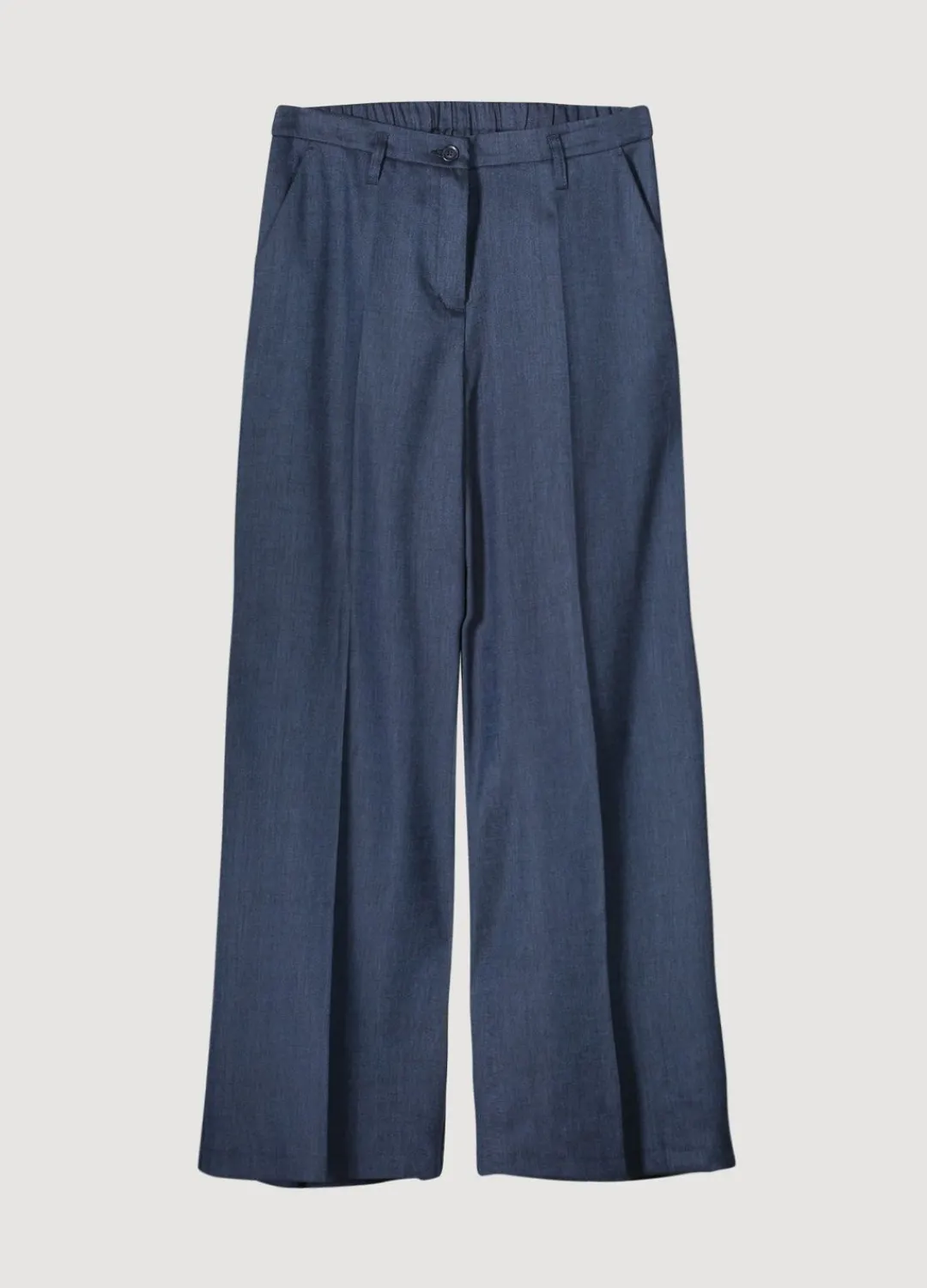 Fashion Summum Wide-Leg Linen Trousers Blue