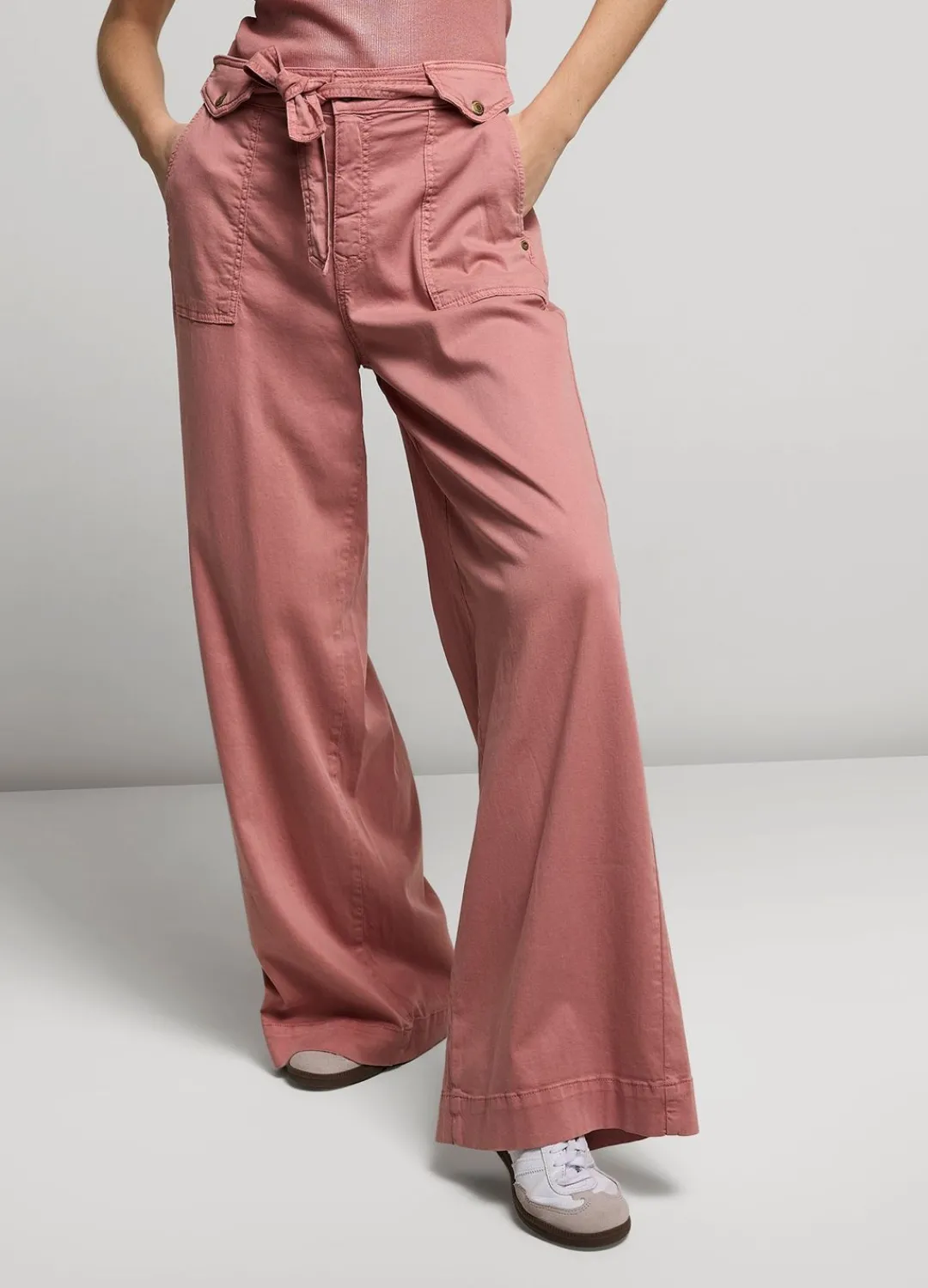 Discount Summum Wide-Leg Trousers With Belt Pink