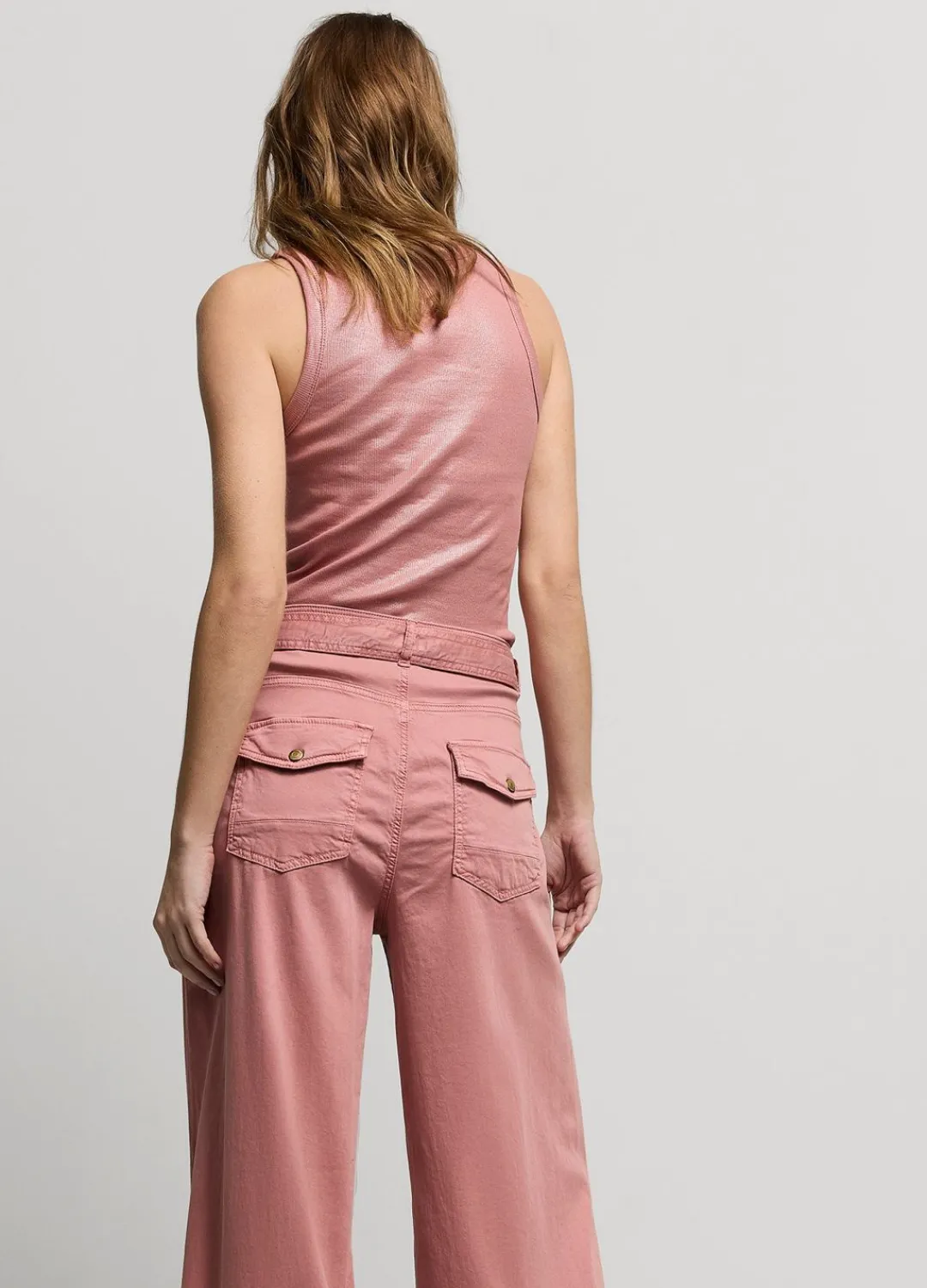 Discount Summum Wide-Leg Trousers With Belt Pink