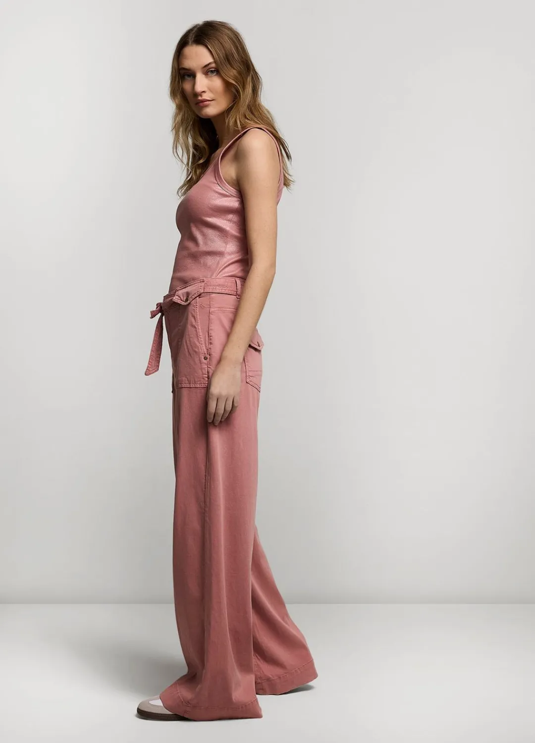 Discount Summum Wide-Leg Trousers With Belt Pink
