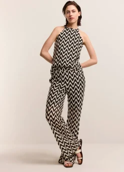 Outlet Summum Wide-Leg Zigzag Trousers Black