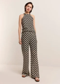 Outlet Summum Wide-Leg Zigzag Trousers Black